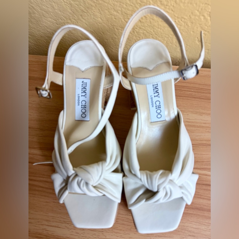 Jimmy Choo Cream Cork Platform Heels - Picture 3 of 12